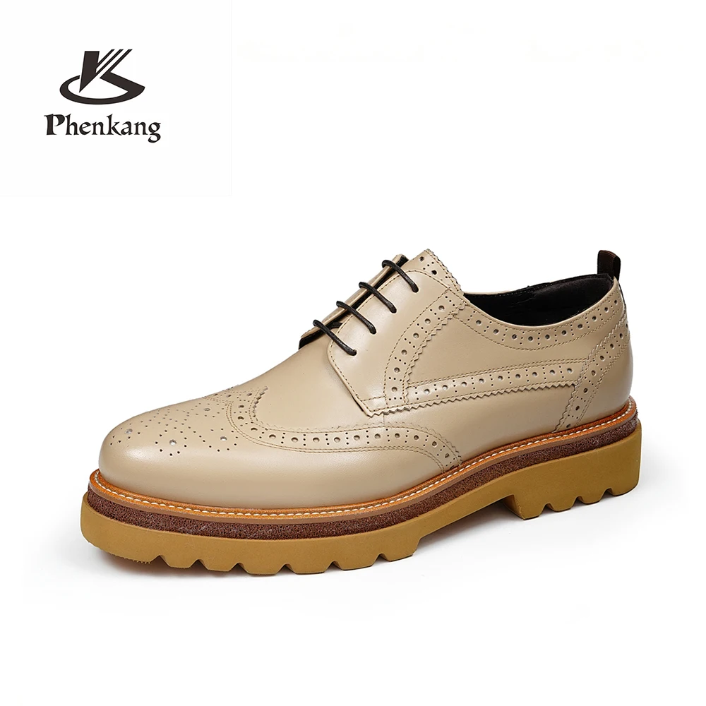 Men's Thick Sole Brogue Dress Shoes Genuine Leather Wingtip Oxfords Chunky Rubber Sole Casual Business Platform Derby Shoes
Men's Thick Sole Brogue Dress Shoes Genuine Leather Wingtip Oxfords Chunky Rubber Sole Casual Business Platform Derby Shoes