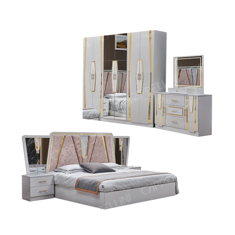 Wholesale Home king Size Wood Frame Double Bed Set Modern Apartment Luxury Wooden MDF Full Furniture Bedroom Sets
Wholesale Home king Size Wood Frame Double Bed Set Modern Apartment Luxury Wooden MDF Full Furniture Bedroom Sets