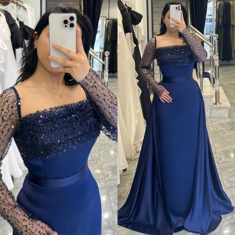Customized Graceful Square Collar Evening Dress and Exquisite Satin Special Occasion Gowns and Delicate Long Sleeves Prom Dress
Customized Graceful Square Collar Evening Dress and Exquisite Satin Special Occasion Gowns and Delicate Long Sleeves Prom Dress