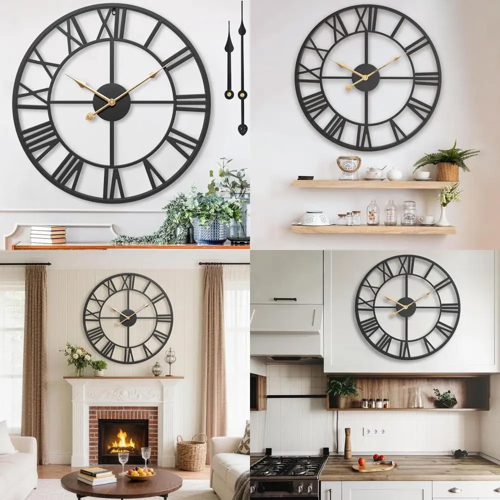 Large 30 Inch Vintage Wall Clock with Black Metal Frame and Gold Hands for Home Decor
Large 30 Inch Vintage Wall Clock with Black Metal Frame and Gold Hands for Home Decor