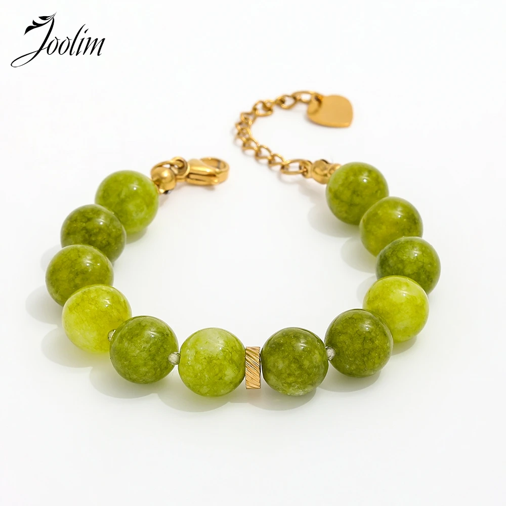 Joolim Jewelry Wholesale High End PVD Versatile Beach Summer Fashion Green Natural Stone Stainless Steel Bracelet for Women
Joolim Jewelry Wholesale High End PVD Versatile Beach Summer Fashion Green Natural Stone Stainless Steel Bracelet for Women