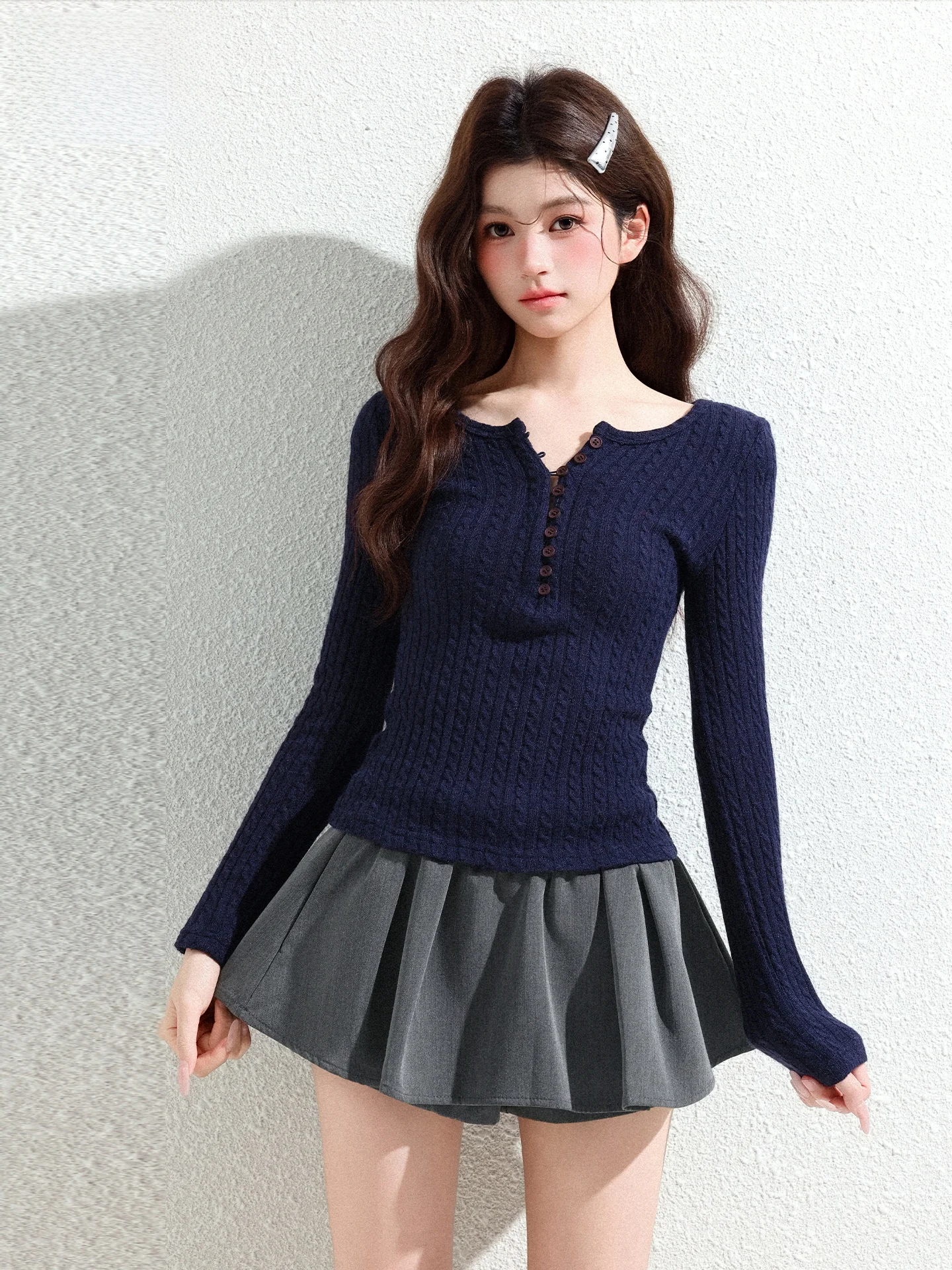 Korean Style Henry Collar Twist Knitwear Women's Casual Slim Fit Summer Top Base Layer Shirt Long Sleeve Regular Length
Korean Style Henry Collar Twist Knitwear Women's Casual Slim Fit Summer Top Base Layer Shirt Long Sleeve Regular Length