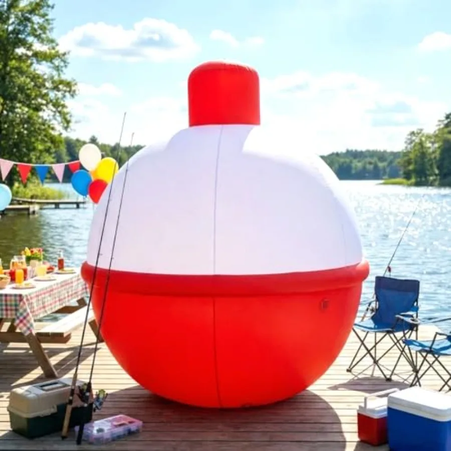 Outdoor inflatable fishing bobber decoration for yard, pool, or party; PVC material; red and white color; weather-resistant, li
Outdoor inflatable fishing bobber decoration for yard, pool, or party; PVC material; red and white color; weather-resistant, li