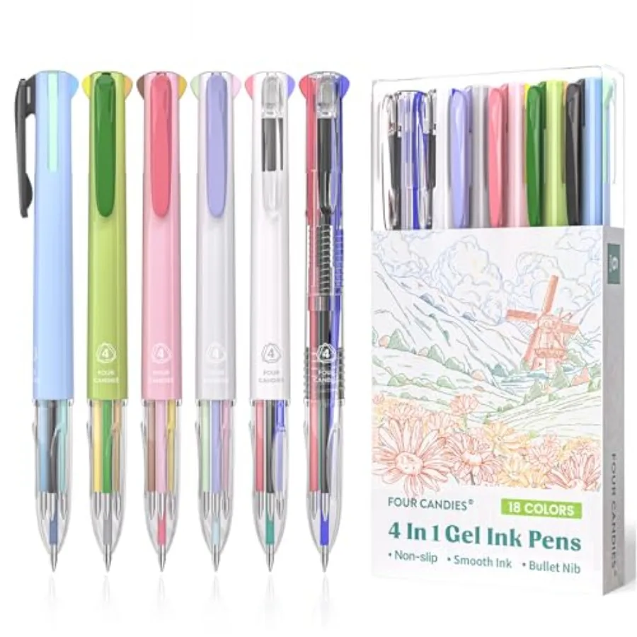 6 PCS Multicolor Pen, 0.5mm Colored Gel Pens, 4-in-1 Multicolor Gel Ink Pens, Retractable Ink for Office, School and Back to Sc
6 PCS Multicolor Pen, 0.5mm Colored Gel Pens, 4-in-1 Multicolor Gel Ink Pens, Retractable Ink for Office, School and Back to Sc