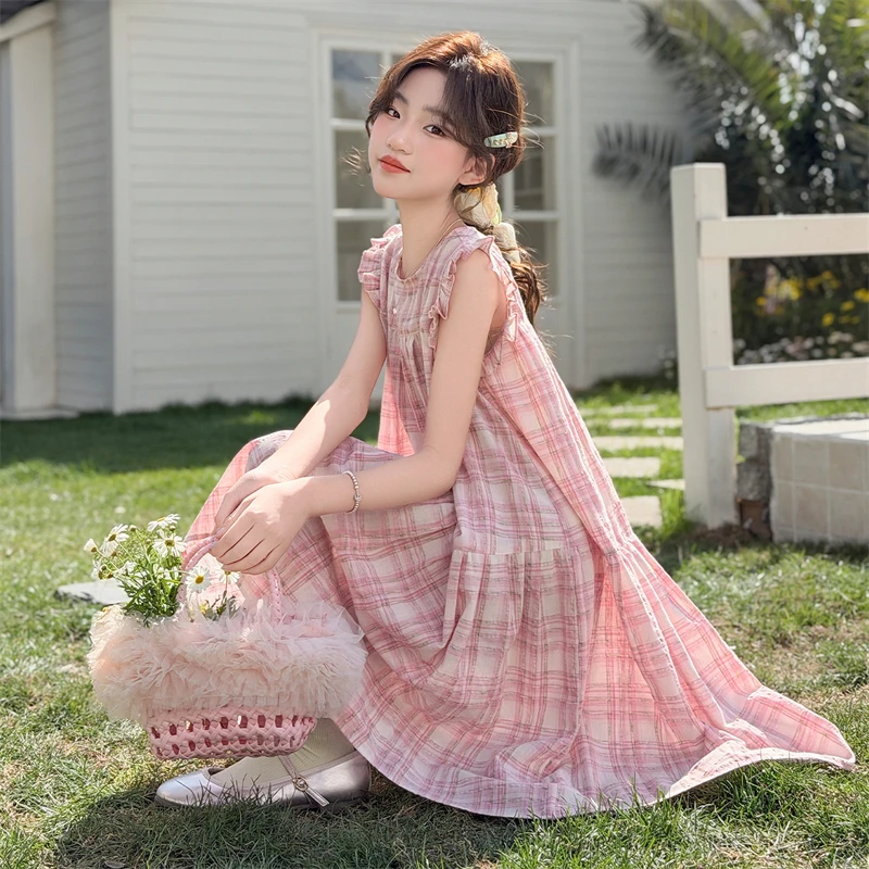 Girls Dress Summer Sweet Cute Pink Plaid Sleeveless Dress A Line Children Clothes 2026 Garden Versatile Loose Comfortable
Girls Dress Summer Sweet Cute Pink Plaid Sleeveless Dress A Line Children Clothes 2026 Garden Versatile Loose Comfortable