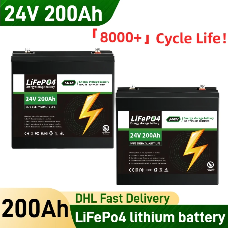 24V 200Ah Lifepo4 Lithium Iron Phosphate Battery Solar Rechargeable Cells,Built-in 200A BMS,for Marine Overland Off-Grid Battery
24V 200Ah Lifepo4 Lithium Iron Phosphate Battery Solar Rechargeable Cells,Built-in 200A BMS,for Marine Overland Off-Grid Battery