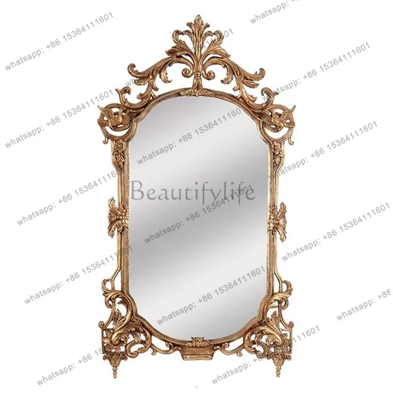 French vanity mirror retro wall-mounted European side decorative mirror
French vanity mirror retro wall-mounted European side decorative mirror