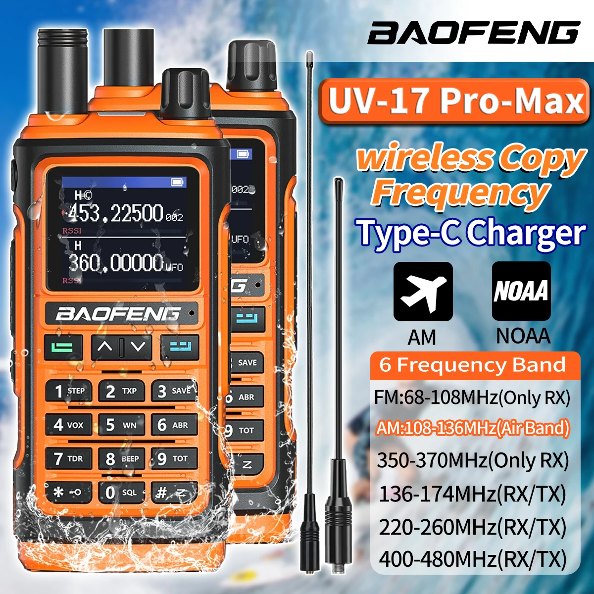 Baofeng UV-17 Walkie Talkie Трехдиапазонная беспроводная копировальная частота Высокая мощность 999CH NOAA Двухсторонняя радиолюбитель дальнего действия Type-c UV-5r k5
Baofeng UV-17 Walkie Talkie Трехдиапазонная беспроводная копировальная частота Высокая мощность 999CH NOAA Двухсторонняя радиолюбитель дальнего действия Type-c UV-5r k5