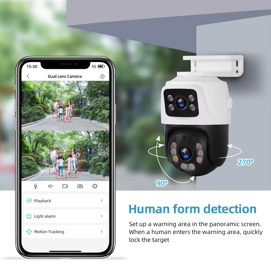Уличная IP-камера KERUI 6MP POE с двумя объективами, PTZ, для домашней безопасности, видеонаблюдение, Onvif, iCSEE, с двумя экранами
Уличная IP-камера KERUI 6MP POE с двумя объективами, PTZ, для домашней безопасности, видеонаблюдение, Onvif, iCSEE, с двумя экранами