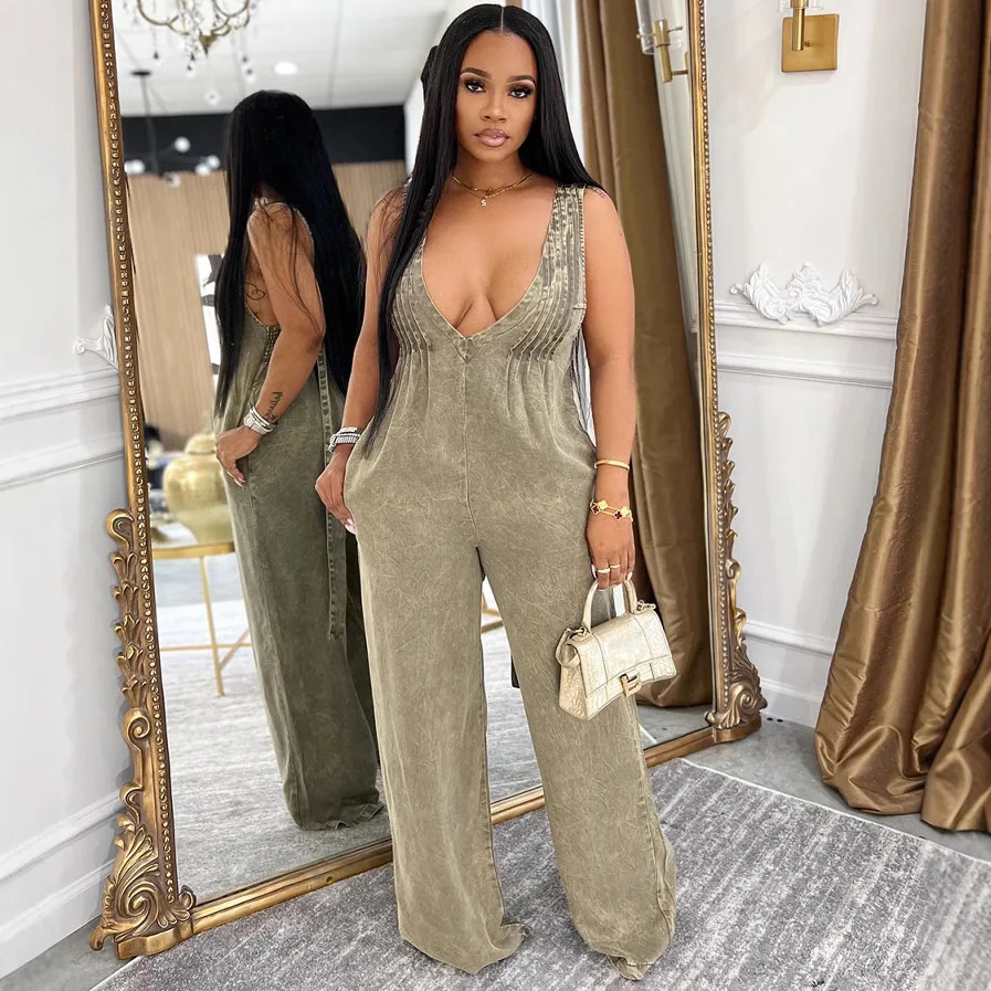 Women Denim Jumpsuits One Piece Wide Leg Pants Jeans Sleeveless Backless Sexy Overalls Floor Length Trousers Washed Vintage
Women Denim Jumpsuits One Piece Wide Leg Pants Jeans Sleeveless Backless Sexy Overalls Floor Length Trousers Washed Vintage