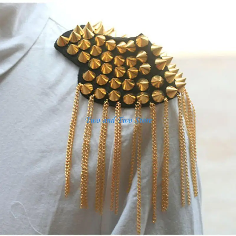 HX6F Exquisite Point Tapered Rivet Tassel Shoulder Board Catwalk Crafts Epaulettes Retro Studded Brooch Epaulet Gift for Girl
HX6F Exquisite Point Tapered Rivet Tassel Shoulder Board Catwalk Crafts Epaulettes Retro Studded Brooch Epaulet Gift for Girl
