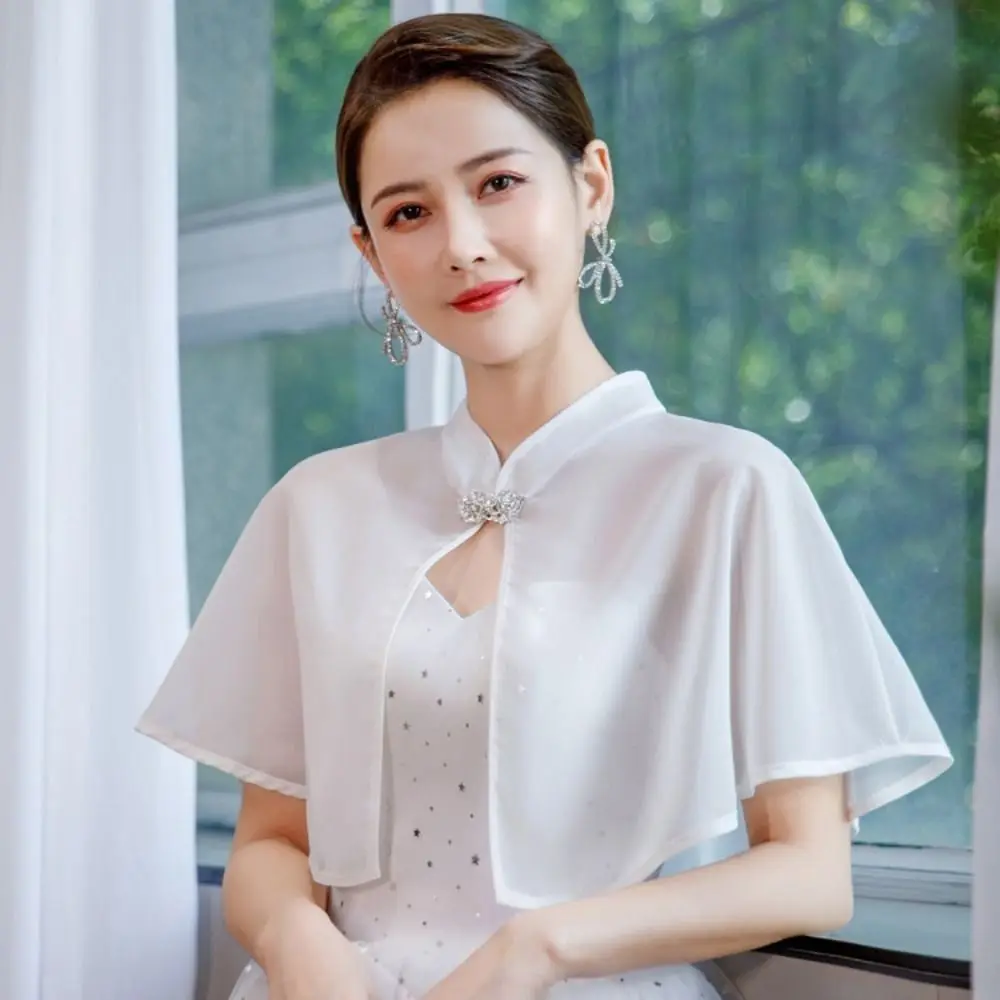 Chiffon Bride Wedding Dress Shawl Solid Color Transparent Evening Dresses Scarves Rhinestone Buckle Formal Cheongsam Cape
Chiffon Bride Wedding Dress Shawl Solid Color Transparent Evening Dresses Scarves Rhinestone Buckle Formal Cheongsam Cape