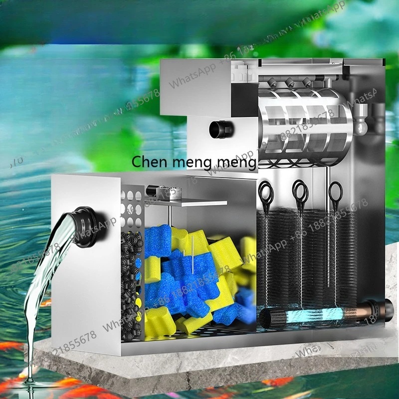 Automatic fish pond filter fish pond outdoor stainless steel filter rotary drum micro filter
Automatic fish pond filter fish pond outdoor stainless steel filter rotary drum micro filter