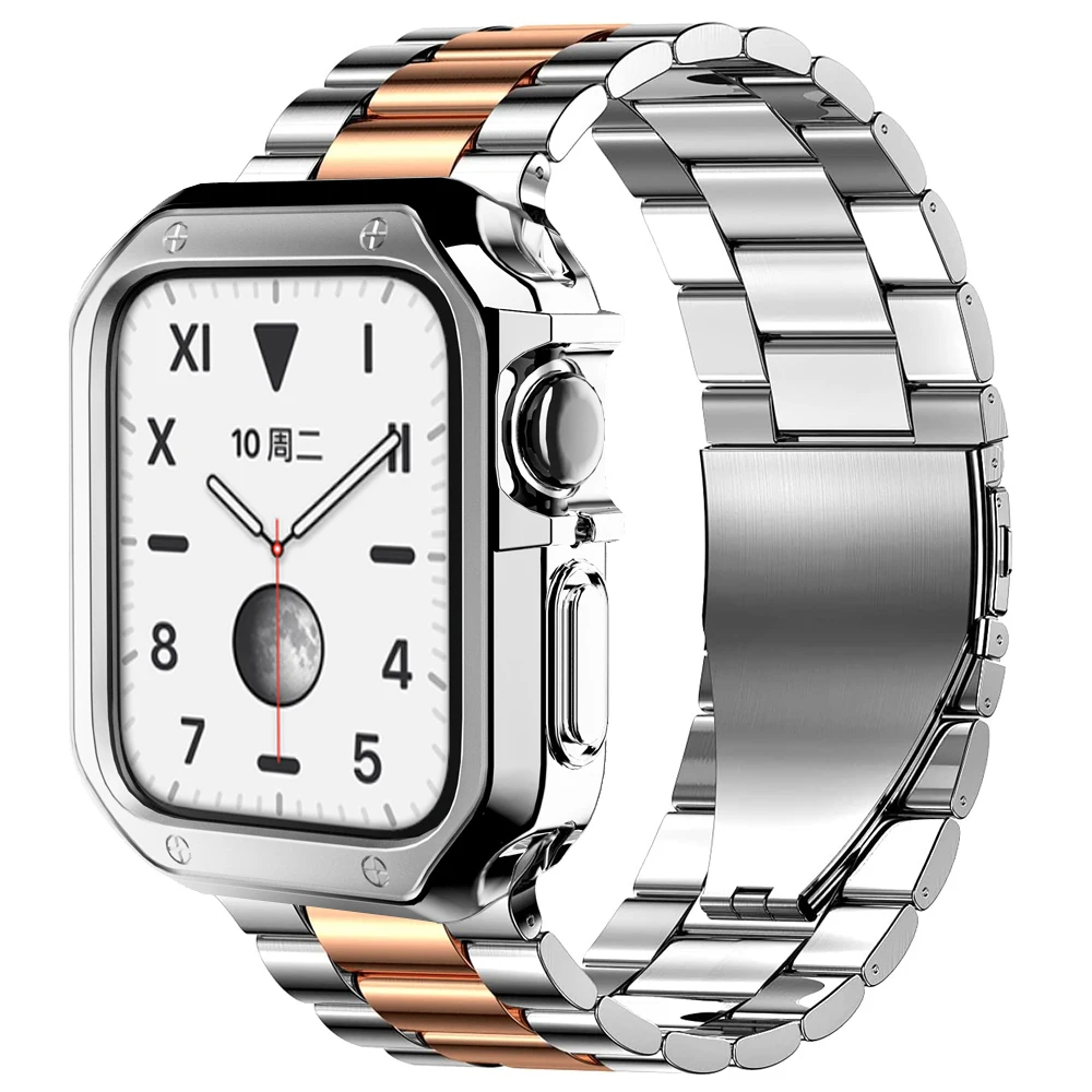 Stainless Steel Strap For Apple Watch Band 45mm 44mm 41mm 40mm 38/42mm Soft TPU Protective Case Metal Bracelet iWatch 7 6 5 4 SE
Stainless Steel Strap For Apple Watch Band 45mm 44mm 41mm 40mm 38/42mm Soft TPU Protective Case Metal Bracelet iWatch 7 6 5 4 SE