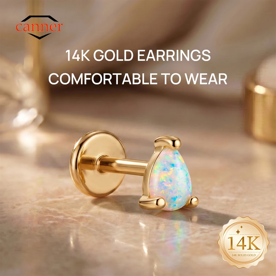 CANNER 1PC 14K Solid Gold Waterdrop Opal G23 Titanium Piercing Flat Back Ear Bone For Women Hypoallergenic Luxury Earring Gift
CANNER 1PC 14K Solid Gold Waterdrop Opal G23 Titanium Piercing Flat Back Ear Bone For Women Hypoallergenic Luxury Earring Gift