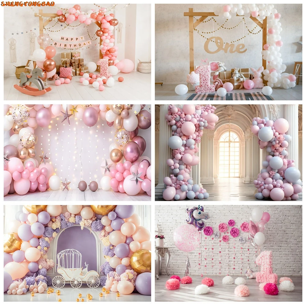 Newborn Baby 1st Birthday Photography Backdrops Pink Blue Balloons Flower Cake Smash Baby Birthday Party Background Photo Studio
Newborn Baby 1st Birthday Photography Backdrops Pink Blue Balloons Flower Cake Smash Baby Birthday Party Background Photo Studio