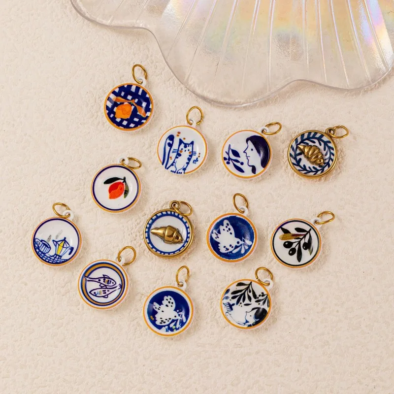 DIY Stainless Steel Blue and White Porcelain Printed Series Pendant Accessories Inner Vacuum Electroplating 18K Color Retention
DIY Stainless Steel Blue and White Porcelain Printed Series Pendant Accessories Inner Vacuum Electroplating 18K Color Retention