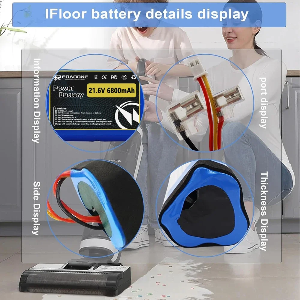 Rechargeable 6800mAh 21.6V Lithium Battery Pack Replacement for Tineco Floor ONE S3 and ONE S3 Breeze Vacuum 
Rechargeable 6800mAh 21.6V Lithium Battery Pack Replacement for Tineco Floor ONE S3 and ONE S3 Breeze Vacuum