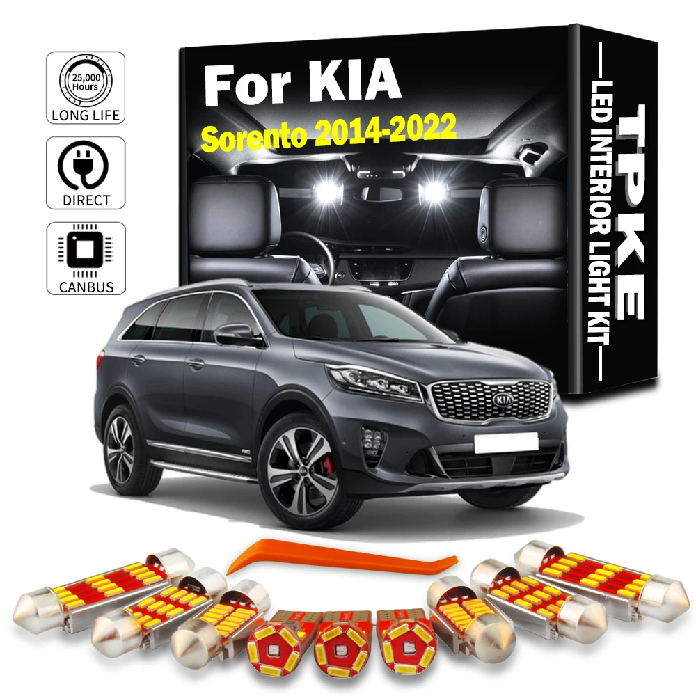 TPKE 11 шт. Canbus для KIA Sorento 2014-2016 2017 2018 2019 2020 2021 2022 Автомобильный светодиодный комплект внутреннего освещения с картой и солнцезащитным козырьком
TPKE 11 шт. Canbus для KIA Sorento 2014-2016 2017 2018 2019 2020 2021 2022 Автомобильный светодиодный комплект внутреннего освещения с картой и солнцезащитным козырьком