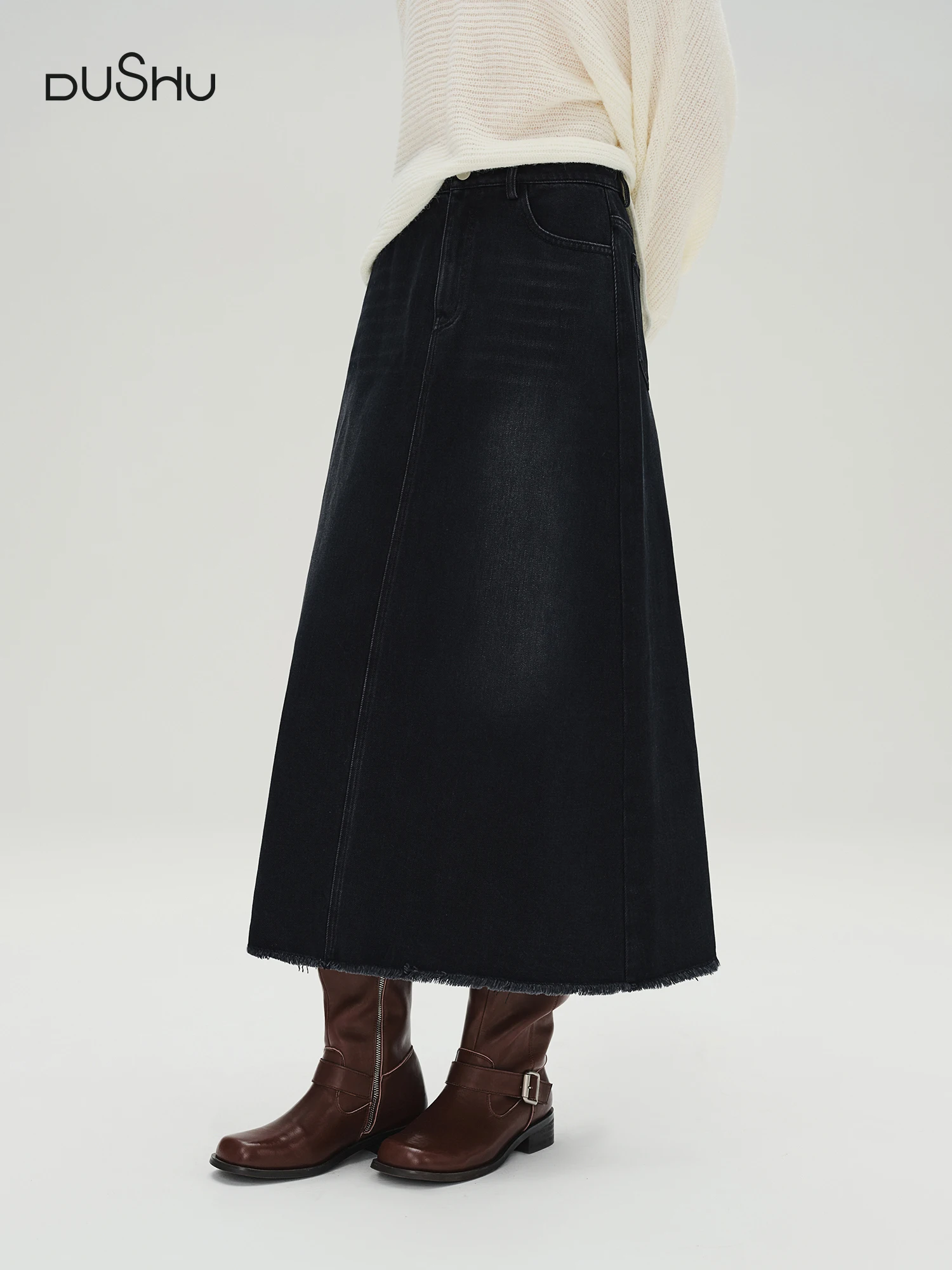 DUSHU Plus Size Women's Black Denim Skirt High Waist Slimming Long Midi Skirt 2025 Autumn Winter New Classic Stretch Casual Wear
DUSHU Plus Size Women's Black Denim Skirt High Waist Slimming Long Midi Skirt 2025 Autumn Winter New Classic Stretch Casual Wear