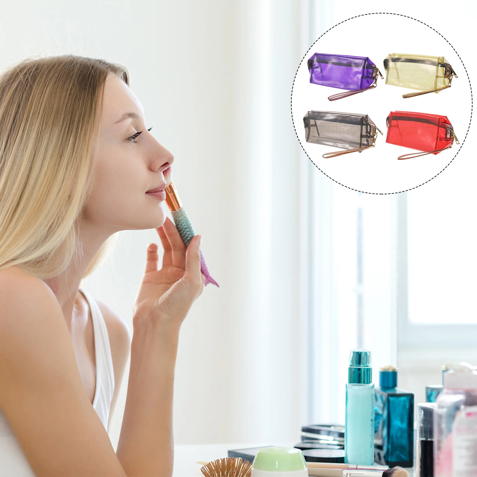 4pcs Makeup Bag Transparent PVC Transparent Pvc Toiletry Bag Toiletry Travel ganizer Iridescent Tools Pouch Storage
4pcs Makeup Bag Transparent PVC Transparent Pvc Toiletry Bag Toiletry Travel ganizer Iridescent Tools Pouch Storage