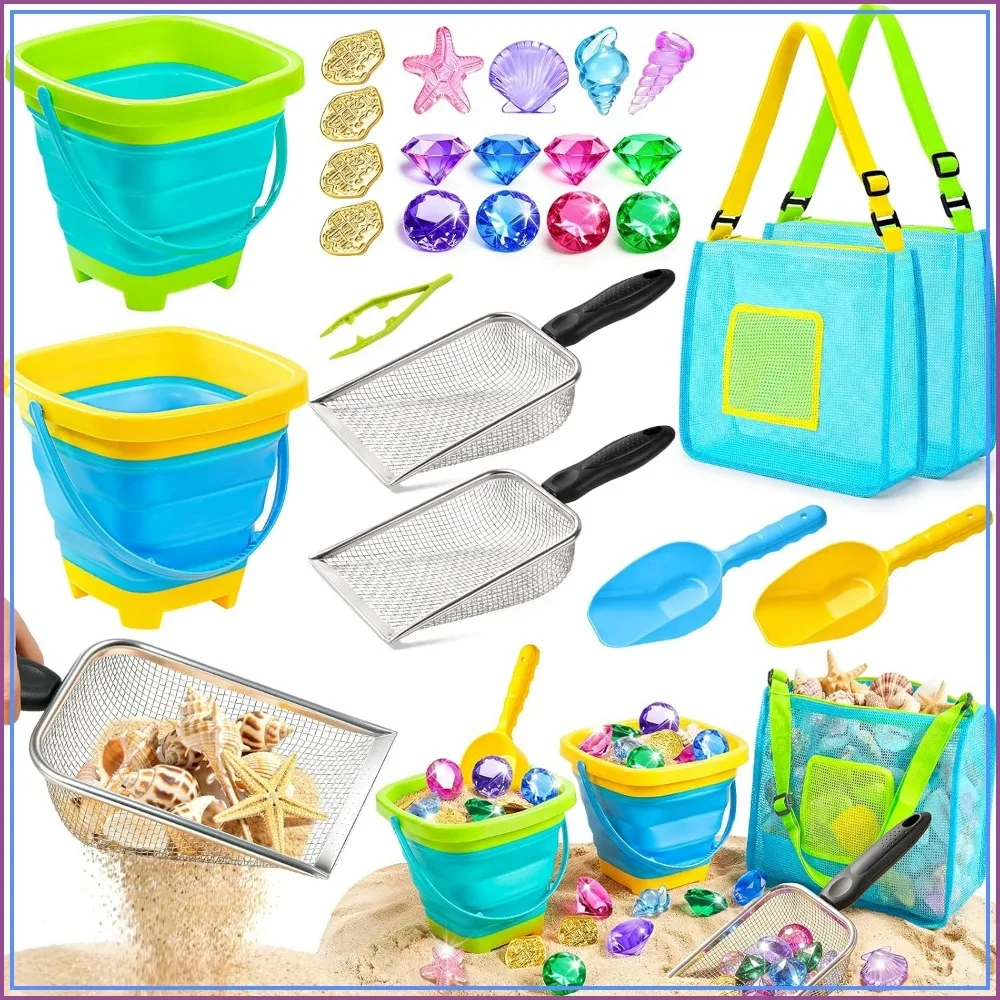 24 Pcs Metal Beach Toys Set: Sand Sifter, Collapsible Buckets & Shovels for Kids Age 3-10
24 Pcs Metal Beach Toys Set: Sand Sifter, Collapsible Buckets & Shovels for Kids Age 3-10