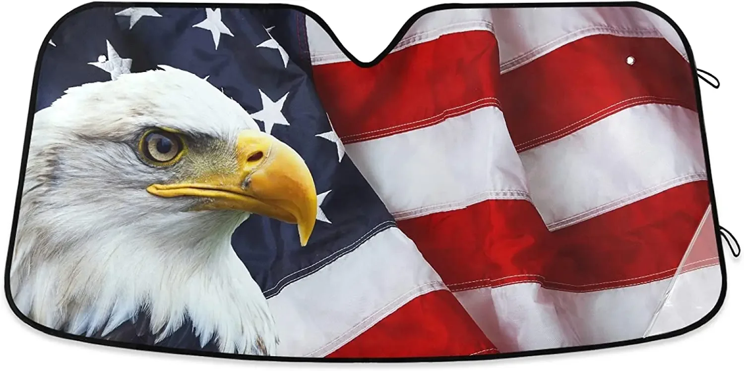 American Flag Eagle Car Windshield Sun Shade Blocks UV Rays Sun Visor Protector Foldable Sun Reflector to Keep Your Vehicle Cool
American Flag Eagle Car Windshield Sun Shade Blocks UV Rays Sun Visor Protector Foldable Sun Reflector to Keep Your Vehicle Cool