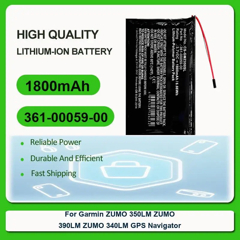 Replacement Motorcycle Gps Navigator Battery For Garmin ZUMO 350LM ZUMO 390LM ZUMO 340LM GPS Navigator 361-00059-00 1800mAh
Replacement Motorcycle Gps Navigator Battery For Garmin ZUMO 350LM ZUMO 390LM ZUMO 340LM GPS Navigator 361-00059-00 1800mAh
