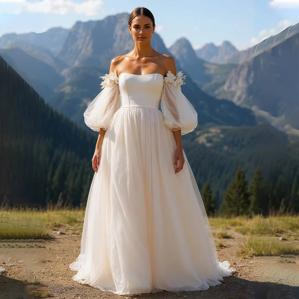 Vintage Long Puff Sleeves Sweetheart Bridal Grown A Line Wedding Dresses Custom Made 2026 Vestido De Noival
Vintage Long Puff Sleeves Sweetheart Bridal Grown A Line Wedding Dresses Custom Made 2026 Vestido De Noival