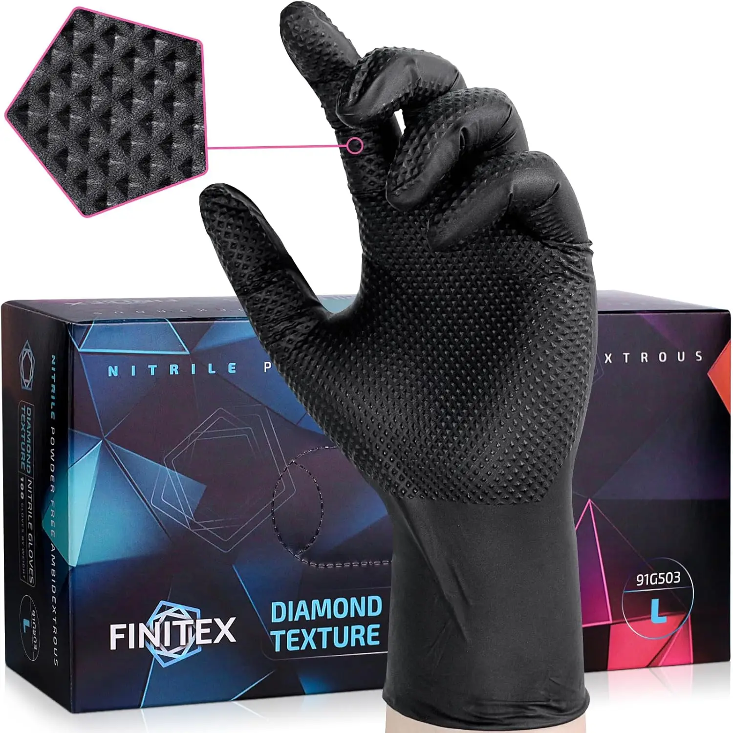 Industrial Diamond Texture Nitrile Black Gloves - 100/1000PCS Chemical Resistant 6.3mil Disposable Mechanic Gloves
Industrial Diamond Texture Nitrile Black Gloves - 100/1000PCS Chemical Resistant 6.3mil Disposable Mechanic Gloves