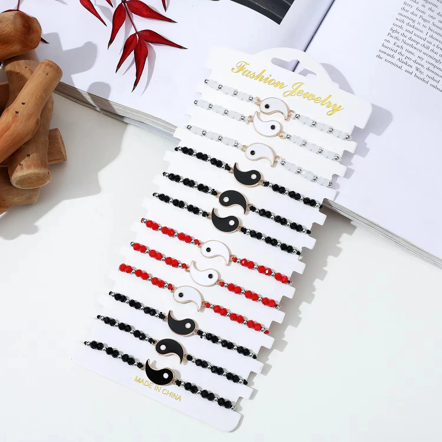 12 Piece Black and White Alloy Taiji Crystal Bead Bracelet Fashionable Couple Friendship Bracelet Set
12 Piece Black and White Alloy Taiji Crystal Bead Bracelet Fashionable Couple Friendship Bracelet Set