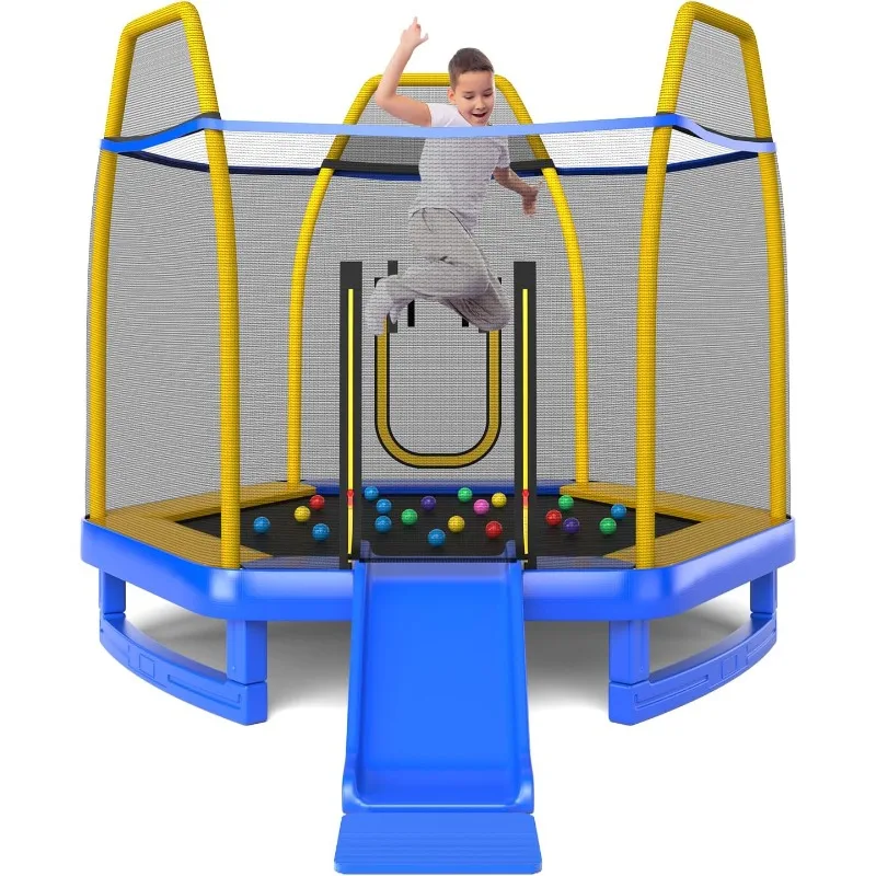 Trampoline for Kids, ASTM Approved 7FT Trampoline with Slide, Ladder, Ocean Balls & Mats, Small Indoor/Outdoor Toddler Rec
Trampoline for Kids, ASTM Approved 7FT Trampoline with Slide, Ladder, Ocean Balls & Mats, Small Indoor/Outdoor Toddler Rec