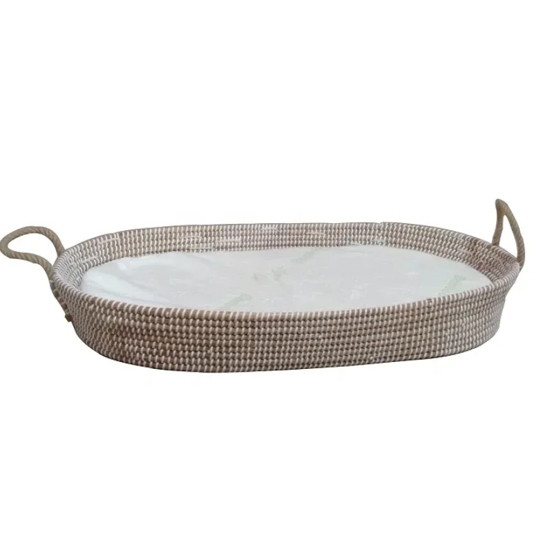 Handwoven Customized Size Natural Seagrass Baby Changing Basket With Urine Protector Soft Fabric Foam Pad
Handwoven Customized Size Natural Seagrass Baby Changing Basket With Urine Protector Soft Fabric Foam Pad