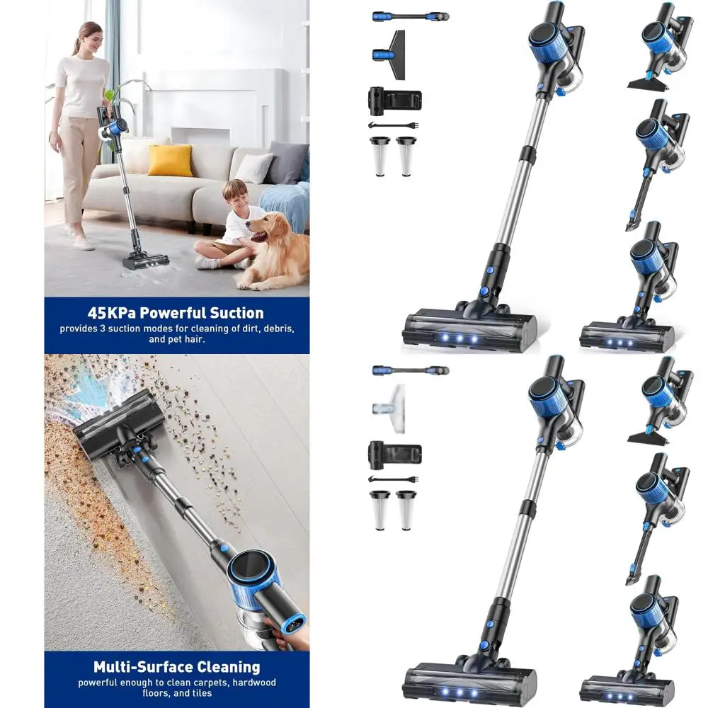 Легкий беспроводной пылесос 8-в-1 со светодиодным дисплеем, 3 режима, аккумулятор 45 минут для различных домашних поверхностей и шерсти домашних животных
Легкий беспроводной пылесос 8-в-1 со светодиодным дисплеем, 3 режима, аккумулятор 45 минут для различных домашних поверхностей и шерсти домашних животных