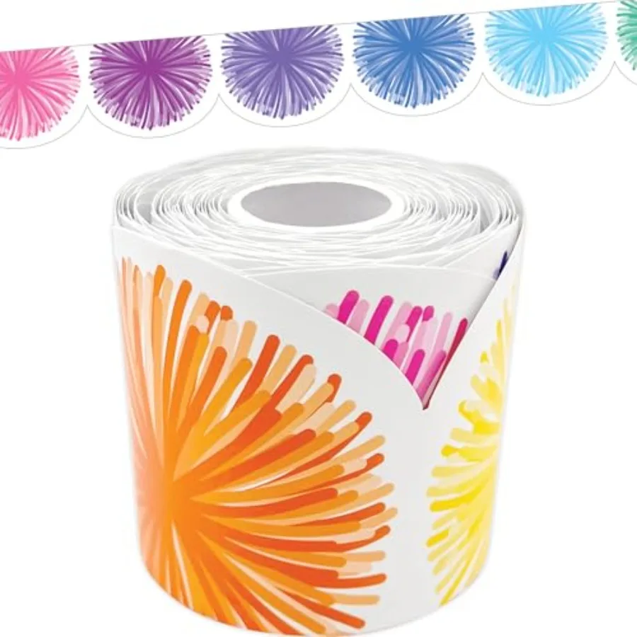 Teacher Created Resources Colorful Poms Scalloped Die-Cut Rolled Border Trim - 50ft - Decorate Bulletin Boards, Walls, Desks, W
Teacher Created Resources Colorful Poms Scalloped Die-Cut Rolled Border Trim - 50ft - Decorate Bulletin Boards, Walls, Desks, W