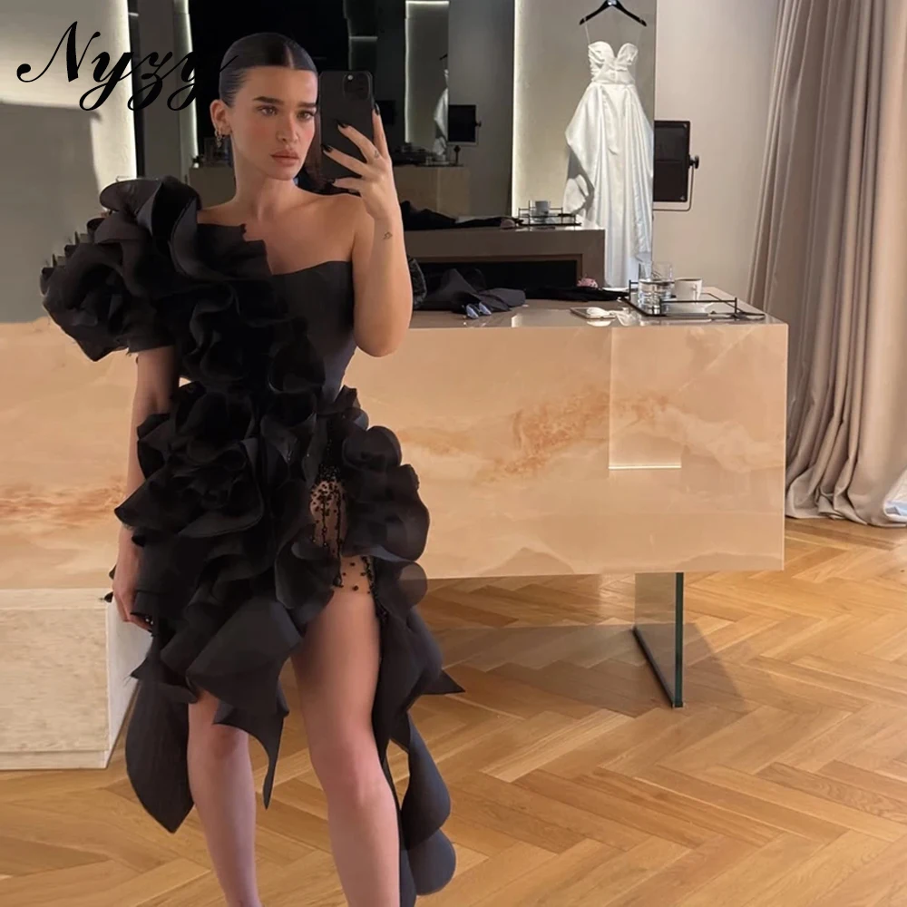 NYZY E497 Fashion High Slit Organza Ruffles Black Evening Dresses 2025 Short Celebrity Red Carpet Party Prom Gowns Customized
NYZY E497 Fashion High Slit Organza Ruffles Black Evening Dresses 2025 Short Celebrity Red Carpet Party Prom Gowns Customized