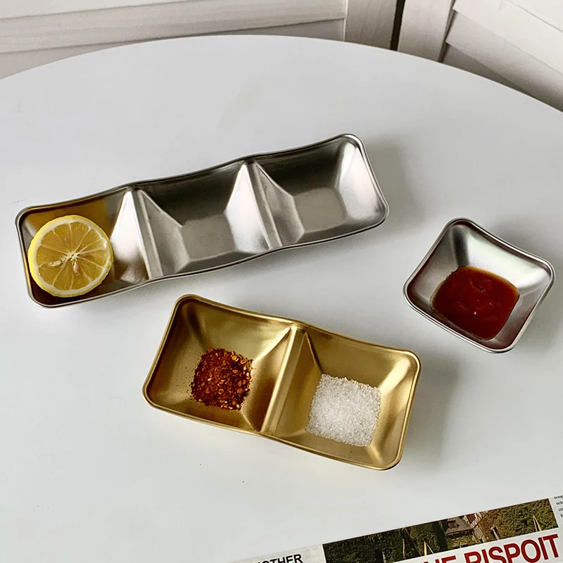 Stainless Steel Sauce Dish, 2 Compartment Sushi Soy Sauce Divided Dipping Bowls Serving Tray Sauce Dish for Home Kitchen BBQ
Stainless Steel Sauce Dish, 2 Compartment Sushi Soy Sauce Divided Dipping Bowls Serving Tray Sauce Dish for Home Kitchen BBQ