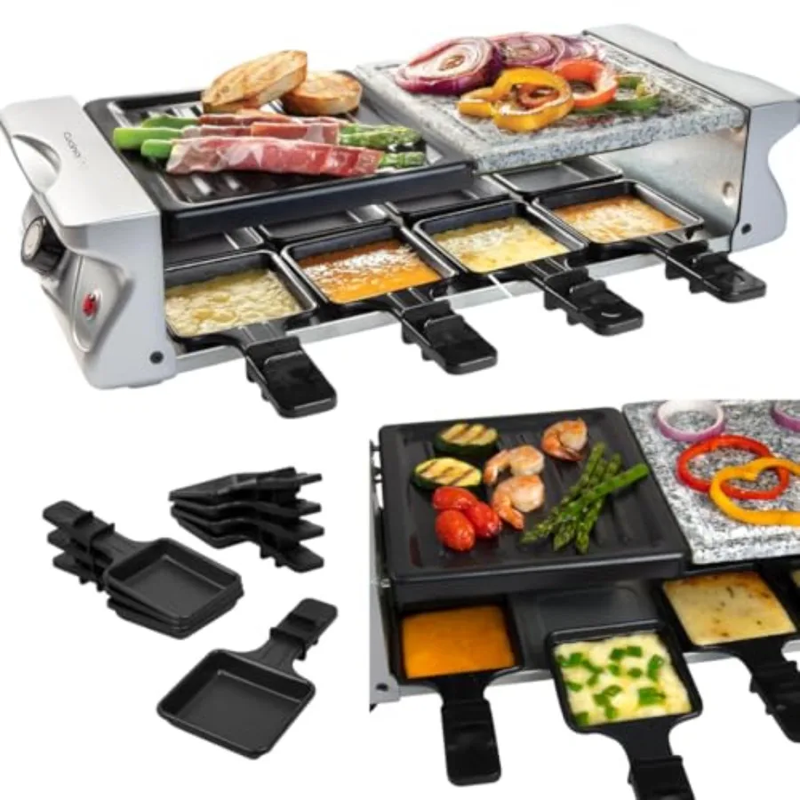 Electric Cheese Raclette Table Grill w Nonstick Grilling Plate and Cooking Stone- Indoor Smokeless Korean BBQ 8 Person Tabletop
Electric Cheese Raclette Table Grill w Nonstick Grilling Plate and Cooking Stone- Indoor Smokeless Korean BBQ 8 Person Tabletop