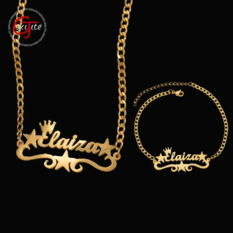 Goxijite Customized Name Necklace For Women Stainless Steel Personalized Pentagram Thick Chain Bracelet A Set Jewelry Gifts
Goxijite Customized Name Necklace For Women Stainless Steel Personalized Pentagram Thick Chain Bracelet A Set Jewelry Gifts