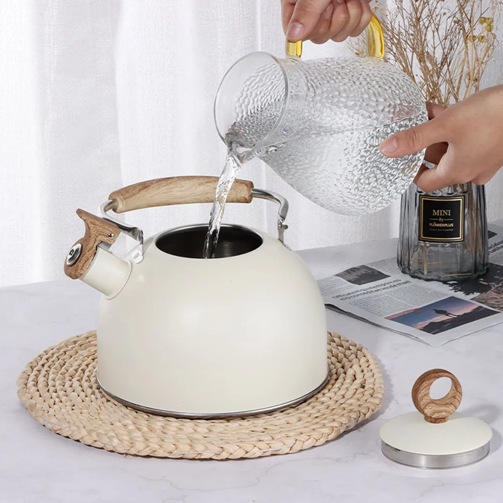 Stainless Steel Whistling Tea Kettle 2.5 Liter With Handle Stainless Steel Kettle Quick Boiling Beige Color
Stainless Steel Whistling Tea Kettle 2.5 Liter With Handle Stainless Steel Kettle Quick Boiling Beige Color