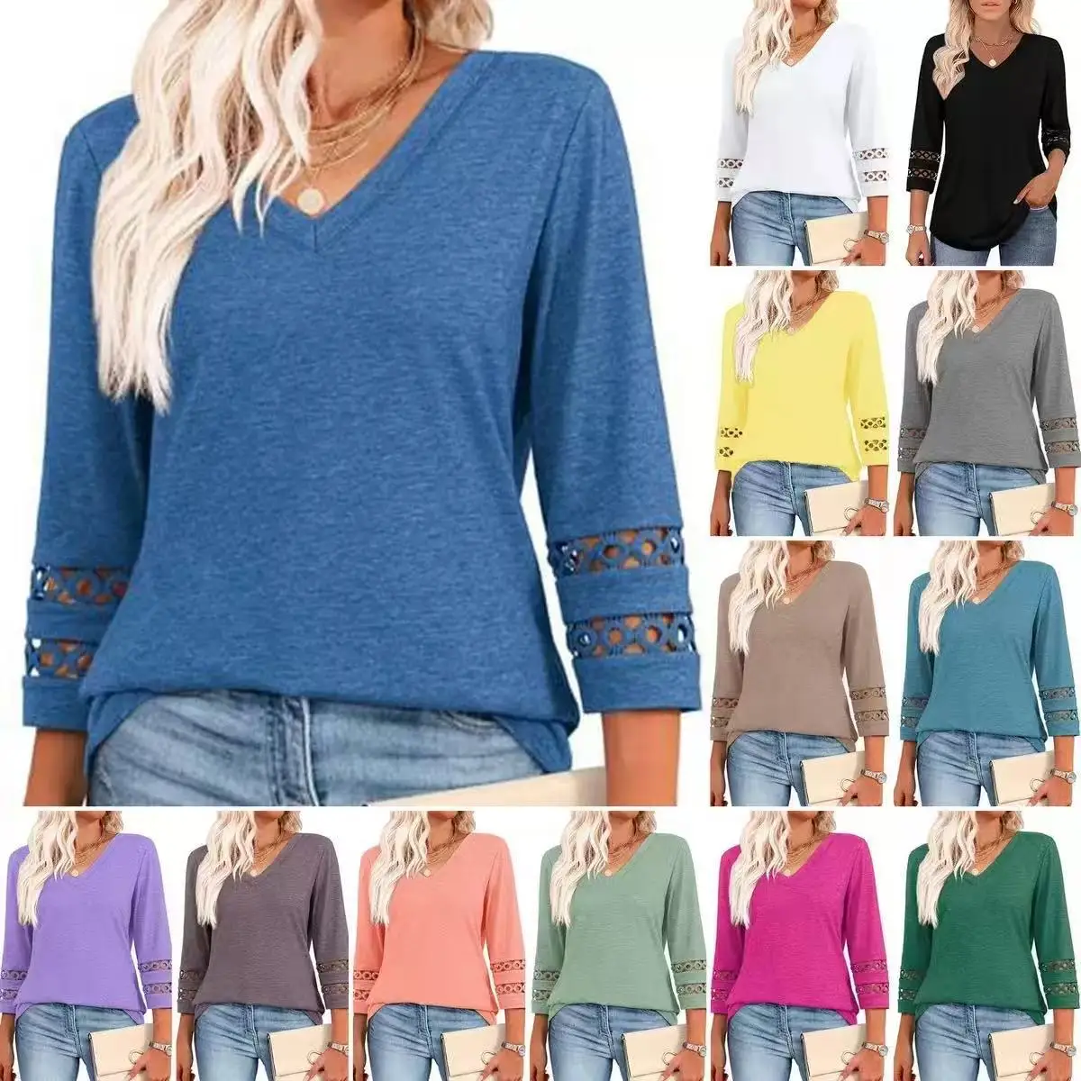 2026 New Fashion Loose V-neck Three-Quarter Sleeve Women's Knit Sweater Casual Top with Hollow Design
2026 New Fashion Loose V-neck Three-Quarter Sleeve Women's Knit Sweater Casual Top with Hollow Design
