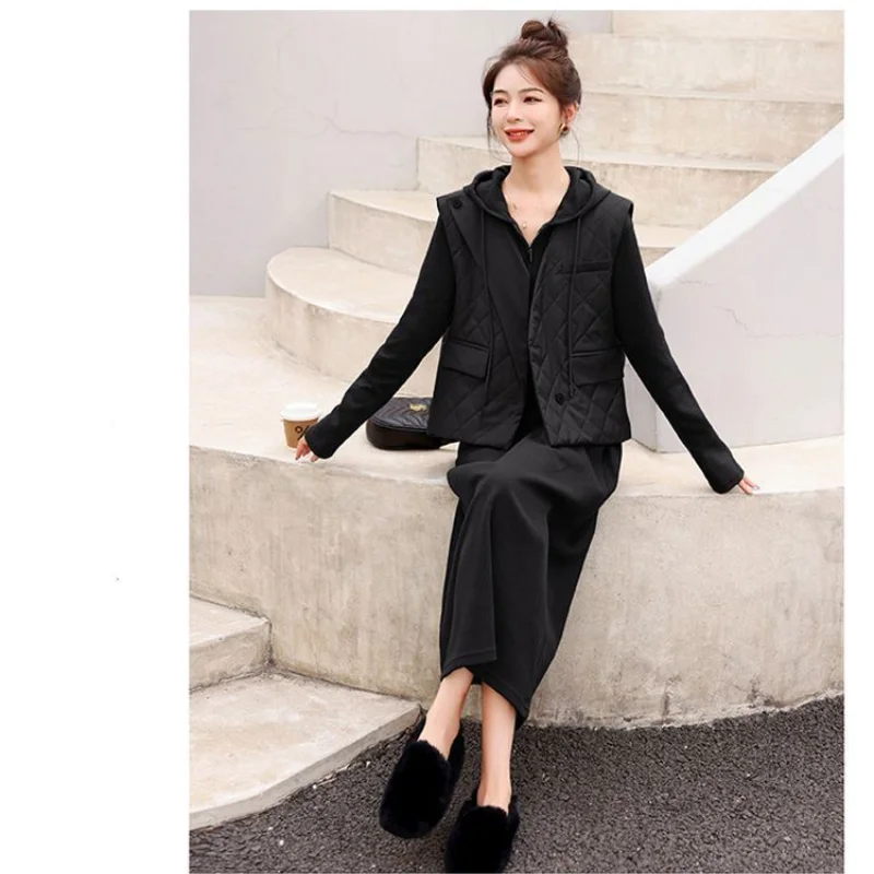 Spring Autumn Vest Dress Outfits 2023 New Style Fashion Retro Age Reducing Hooded Knitted Skirt Two Piece Set For Women
Spring Autumn Vest Dress Outfits 2023 New Style Fashion Retro Age Reducing Hooded Knitted Skirt Two Piece Set For Women