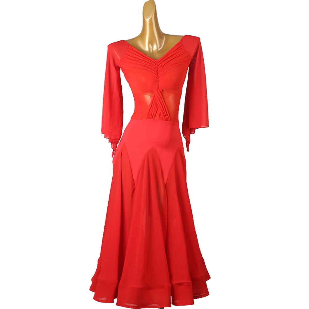 Modern Dance Waltz dress Red Female high quality Practice Ballroom Dance Big Skirt Naked Back Ballroom Dance Competition Dress
Modern Dance Waltz dress Red Female high quality Practice Ballroom Dance Big Skirt Naked Back Ballroom Dance Competition Dress