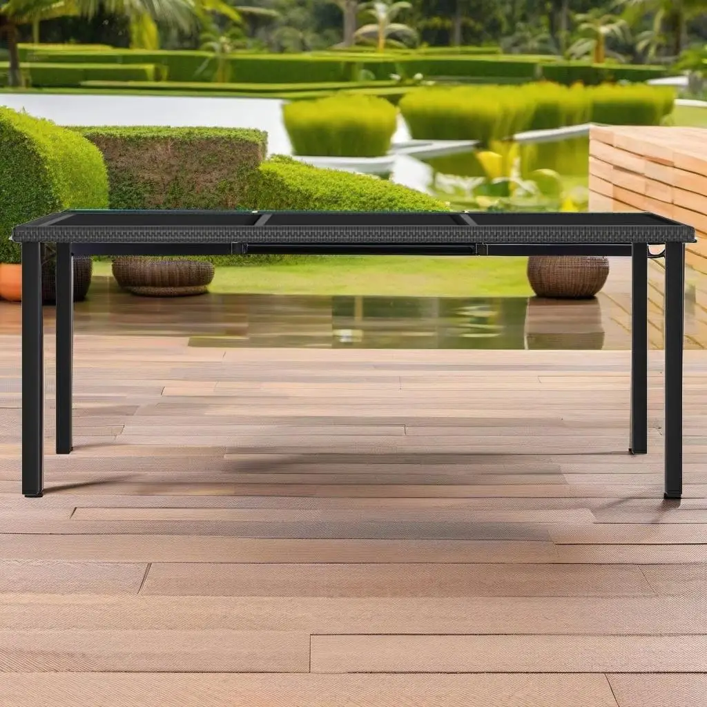 7-Piece Black Poly Rattan Patio Dining Set - Stylish Outdoor Furniture for Garden & Balcony
7-Piece Black Poly Rattan Patio Dining Set - Stylish Outdoor Furniture for Garden & Balcony