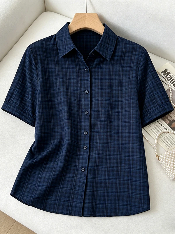 plus Size Women's Summer Plaid Shirt Short Sleeve Loose Top Belly Covering Slimming Korean Style Commute Wind Regular Fit
plus Size Women's Summer Plaid Shirt Short Sleeve Loose Top Belly Covering Slimming Korean Style Commute Wind Regular Fit