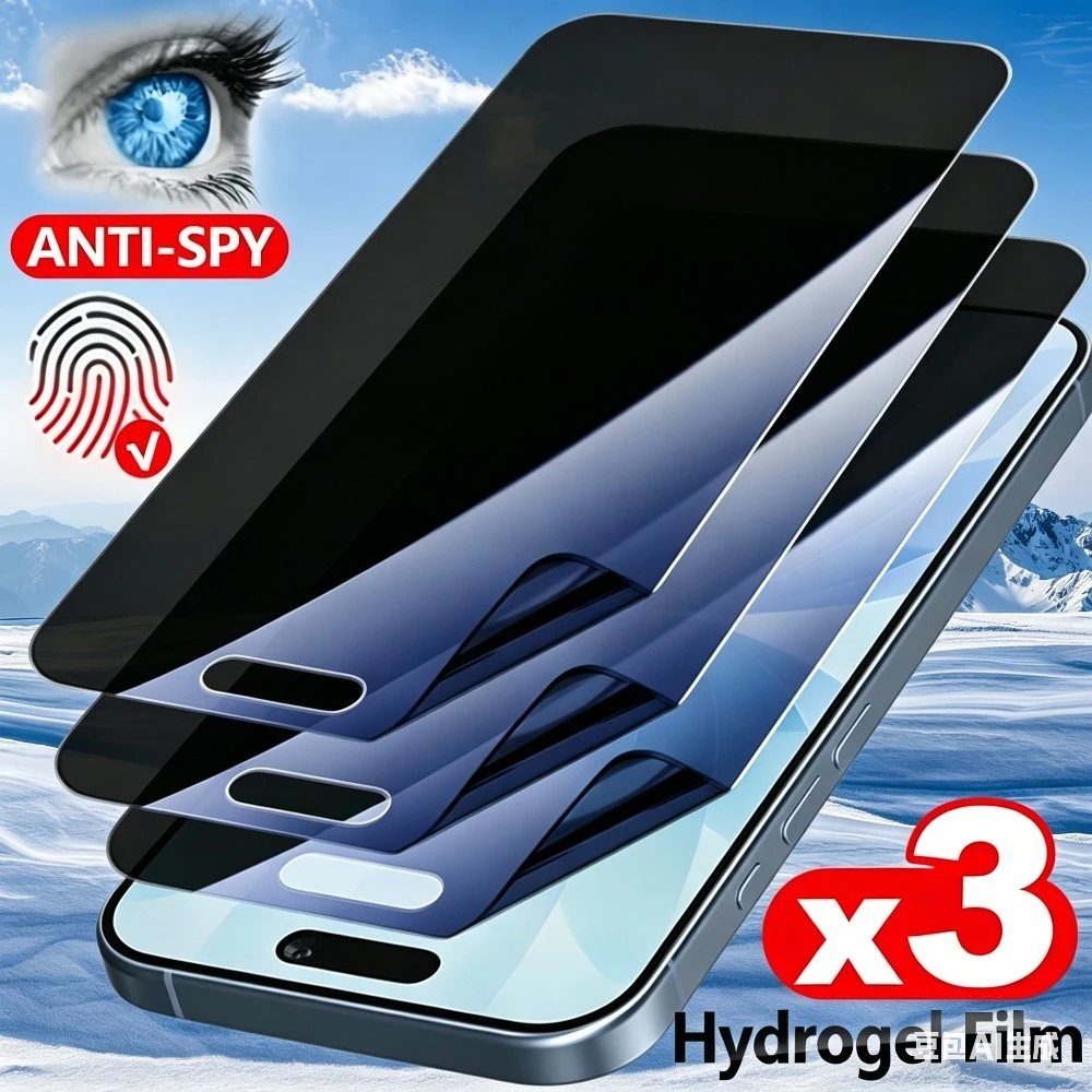 3Pcs Anti Spy Full Cover Hydrogel Film for iPhone 17 16 15 14 Pro Max Air 17e 16e 13 12 11 Pro Anti-Scratch Screen Protectors
3Pcs Anti Spy Full Cover Hydrogel Film for iPhone 17 16 15 14 Pro Max Air 17e 16e 13 12 11 Pro Anti-Scratch Screen Protectors