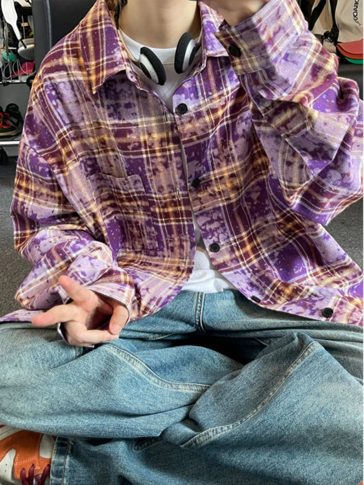 Retro American Style Men's Shirt Casual Oversized Tie Dye Plaid Long Sleeve Button up Youthful Trendy Spring Autumn Outerwear
Retro American Style Men's Shirt Casual Oversized Tie Dye Plaid Long Sleeve Button up Youthful Trendy Spring Autumn Outerwear