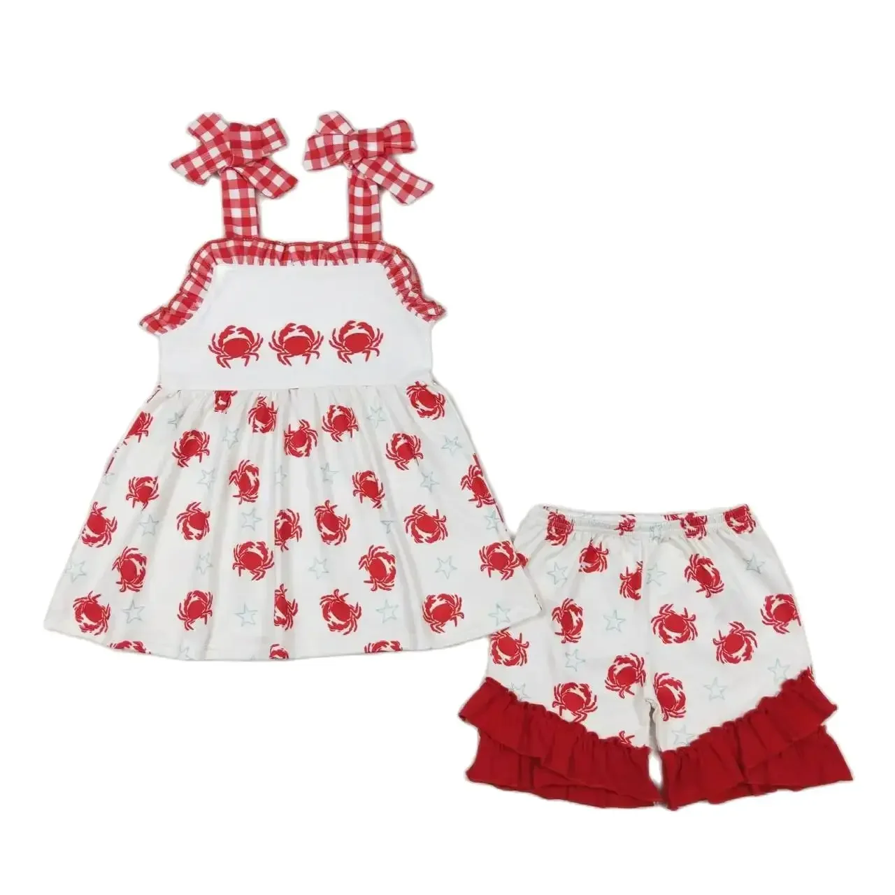 GSSO0728 Kids Girls Summer Outfit Sets Sling Top Crab Stars Print With Shorts Children Clothes
GSSO0728 Kids Girls Summer Outfit Sets Sling Top Crab Stars Print With Shorts Children Clothes