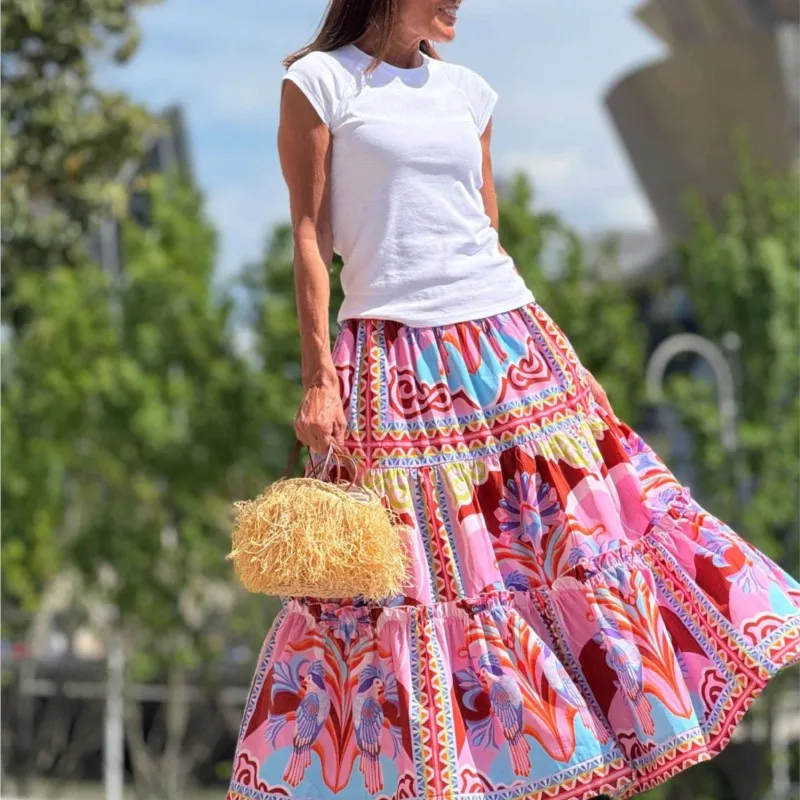 Vintage Loose Casual Beach Skirts Summer High Waist Loose Bohemian Skirts for Women 2026 Spring Pleated Swing Long Skirt
Vintage Loose Casual Beach Skirts Summer High Waist Loose Bohemian Skirts for Women 2026 Spring Pleated Swing Long Skirt