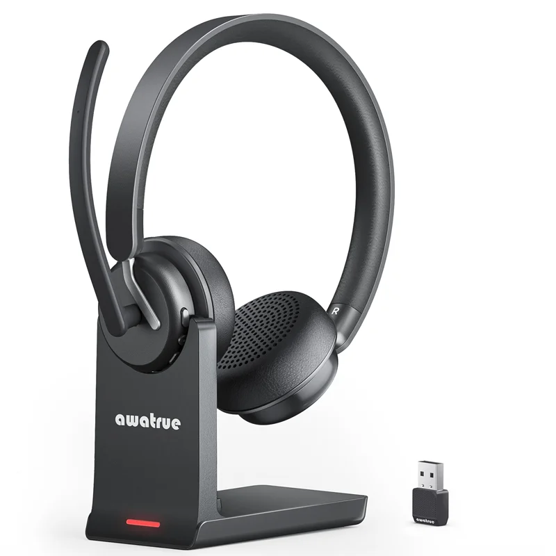 Awatrue Wireless Headset for Work Call Center Bluetooth 5.3 & 2.4G Dongle Headphone with Noise Cancelling Mic Computer Headset
Awatrue Wireless Headset for Work Call Center Bluetooth 5.3 & 2.4G Dongle Headphone with Noise Cancelling Mic Computer Headset